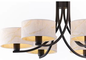 Jupiter 2105 - Candelabru suspendat pe lanț ARTHUR 6xE27/15W/230V alb/negru/decor marmură