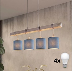 Brilagi - Lustra LED pe cablu NUBILA 4xE27/60W/230V gri/albastru închis