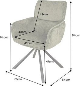 Set de 2 scaune pivotante, Metal Negru, Chenille Verde, UNIQUE A-46320 VC