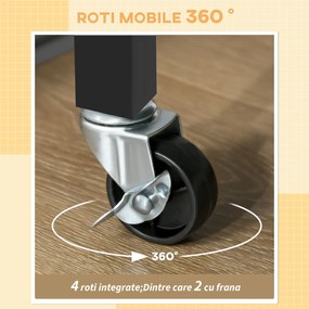 HOMCOM Cărucior de Bucătărie cu Sertare, Roți și Dulap cu 2 Uși 89x40x84 cm Negru | Aosom Romania