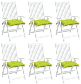Perne de scaun, 6 buc, verde crud, 50 x 50 x 7 cm, textil 6, verde aprins, 50 x 50 x 7 cm