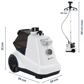 Fier de Calcat Vertical cu aburi Suporto, Steamer model R3 de 2200W cu 4 trepte de putere. Statie de calcat profesionala pentru haine netede, fara