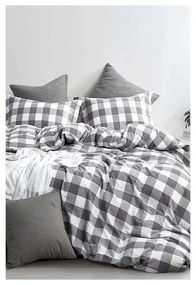 Lenjerie de pat alb-gri din bumbac pentru pat dublu-extins și cearceaf 200x220 cm – Mila Home