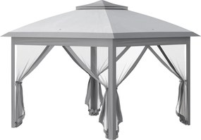 Outsunny Foișor Pliabil cu Plasă de Țânțari, Baldachin Dublu, Înălțime Reglabilă și Geantă, 330x330x288 cm, Bej | Aosom Romania