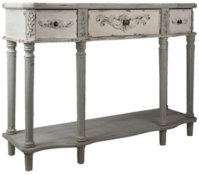 Consola gri, din lemn, 3 sertare, aspect vintage, Lysanne