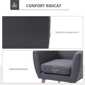 Scaun Fotoliu HOMCOM de Dormitor, Salon, Moderna, Gri | Aosom Romania
