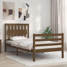 3194299 vidaXL Cadru de pat cu tăblie, maro miere, 90x200 cm, lemn masiv