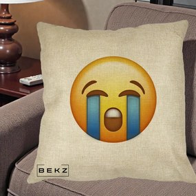 Perna Decorativa Emoji Plange, 40x40 cm, Crem, Husa Detasabila, Perna Inclusa, BEKZ®