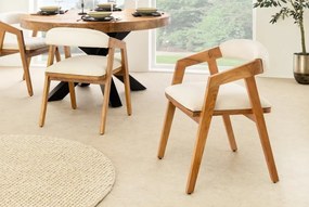 Scaun dining material textil gri deschis si lemn MAMMUT