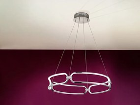 Lustra LED suspendata design ultra-modern, dimabila cu telecomanda, 60cm Colette crom