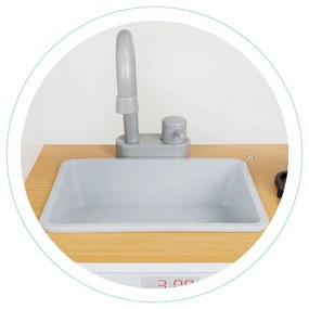 Bucătărie din lemn pentru copii cu lumini și oale