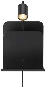 Aplica de perete, mufa USB, design modern ROOMI negru 2112551003 NL