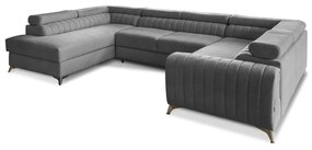 Colțar gri închis extensibil/cu spațiu de depozitare (cu colț pe partea stângă/în formă de "U") Louis – ELTAP