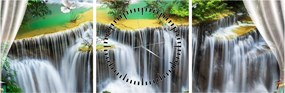 Tablou - Privire la cascade magice (cu ceas) (90x30 cm)