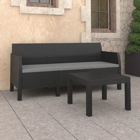 3079668 vidaXL Set mobilier de grădină cu perne, 2 piese, antracit, PP ratan