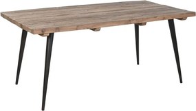 Masă de dining din lemn reciclat cu picioare din metal negru, 180×90×76 cm, „Loft"
