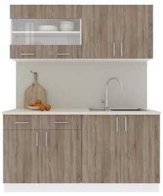 Set haaus V8, Stejar Sonoma Inchis/Alb, Blat Thermo 28 mm, L 160 cm