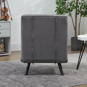 HOMCOM Canapea Extensibilă cu Spătar Reglabil pe 5 Nivele, Canapea Pat Individuală Pliabilă cu Perne, 63x73x81 cm, Gri | Aosom Romania