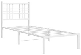 376364 vidaXL Cadru de pat metalic cu tăblie, alb, 80x200 cm
