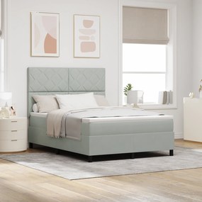 vidaXL Pat cu arcuri cu saltea Gri deschis 140 x 200 cm Catifea