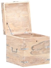 Cufar, 40x40x40 cm, lemn masiv de acacia 1, Maro deschis, 40 x 40 x 40 cm