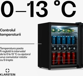 Klarstein Beersafe frigider pentru băuturi cu uși din sticlă oglindă | 64 x 48 cm | Iluminare interioară LED