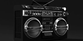 Tablou disco radio din anii 90 în design alb-negru