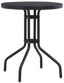 vidaXL Masă de grădină, negru, 60 cm, oțel și sticlă