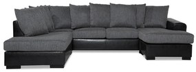 Colțar Scandinavian Choice 665Gri, Negru, 310x215x90cm, Picioare: Lemn