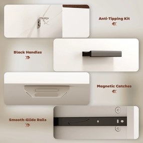 HOMCOM Bufet Modern cu 2 Sertare și Dulap cu 2 Uși Alb și Lemn | Aosom Romania