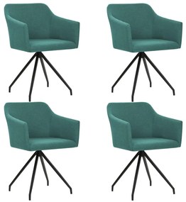 276055 vidaXL Scaune de bucătărie pivotante, 4 buc., verde, material textil