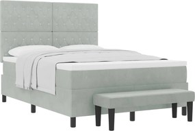 vidaXL Pat cu arcuri cu saltea Gri deschis 140 x 200 cm Catifea