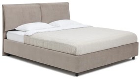 Pat matrimonial taupe tapițat cu spațiu de depozitare cu somieră 180x200 cm Myra Pillow – Bonami Selection