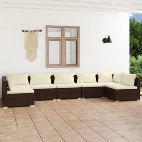 3101890 vidaXL Set mobilier de grădină cu perne, 7 piese, maro, poliratan