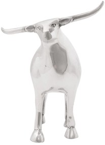 vidaXL Sculptură taur, argintiu, 20x17x23 cm, aluminiu