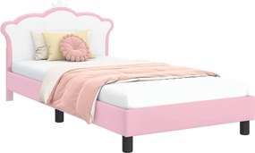 vidaXL Cadru de pat pentru copii cu spătar Roz 80 x 200 cm PU