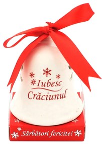 Clopoțel decorativ din ceramică - „#Iubesc Crăciunul"
