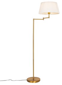 Lampă de podea bronz cu abajur alb plisat și braț reglabil - Ladas Deluxe