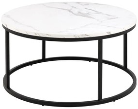 Măsuță de cafea albă rotundă cu blat cu aspect de marmură ø 80 cm Spiro – Actona