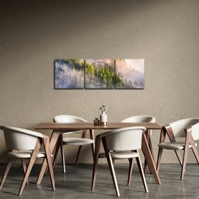 Tablou peisajului montan (cu ceas) (90x30 cm)
