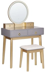 Masă de toaletă Fedro (gri) (cu iluminat LED). 1075089