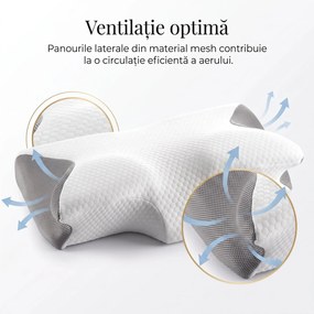 Fata de perna ergonomica Tencel, 60x40x12 cm, Alb