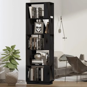 814048 vidaXL Bibliotecă/Separator cameră negru 51x25x163,5 cm lemn masiv pin