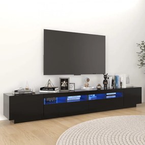 Comodă TV cu lumini LED, negru, 260x35x40 cm