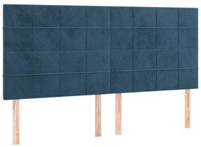 3116396 vidaXL Tăblii de pat, 4 buc, albastru închis, 90x5x78/88 cm, catifea