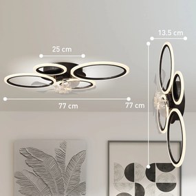 HOMCOM Ventilator de tavan cu lumină și telecomandă, Ventilator LED de tavan 77 cm cu 3 culori de lumină, 6 trepte, temporizator | Aosom Romania