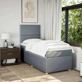 vidaXL Pat continental cu saltea, gri deschis, 80x200 cm, textil