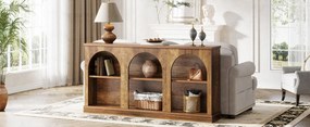 MAM28 - Masa Consola, 160 cm, masuta hol cu arcade, living, dining, dormitor, Imitatie Semineu - Maro