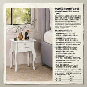 HOMCOM Măsuță de Living cu Sertar în Stil Francez 45x35x55 cm, Alb | Aosom Romania
