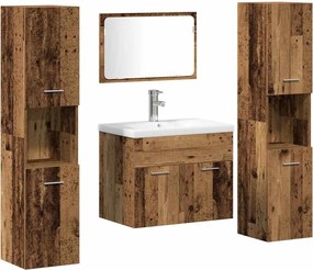 vidaXL Set de mobilier pentru baie 4 pcs Lemn Vechi Lemn compozit